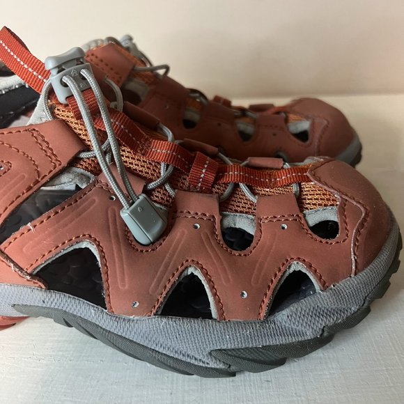 Vasque Flux Sport Sandals Burnt Orange Leather Bungee Lace Up - Picture 4 of 10